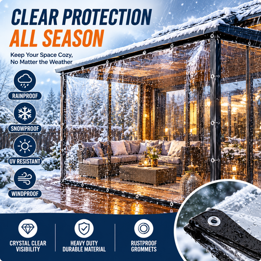 Specifically designed to cope with winter rain, snow and storms-Clear Waterproof PE Tarp, Transparent Outdoor Cover with Metal Grommets💧