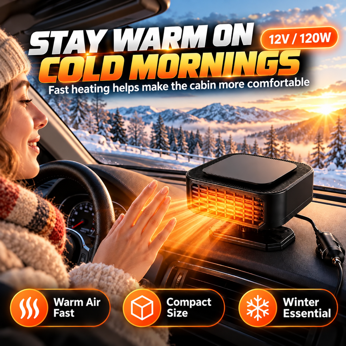 ⏳ Last Day 49% OFF ✨Portable Car Heater Defroster with 360-Degree Rotating Base