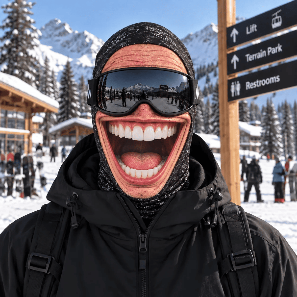 🎿 Realistic Face Balaclava – Funny Ski & Snowboard Mask for Cold Weather Adventures