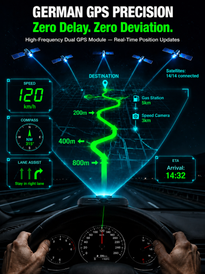 🚗 【Smart In-Car HUD Co-Pilot】Works on Sedans, SUVs, Pickups, RVs, and More!