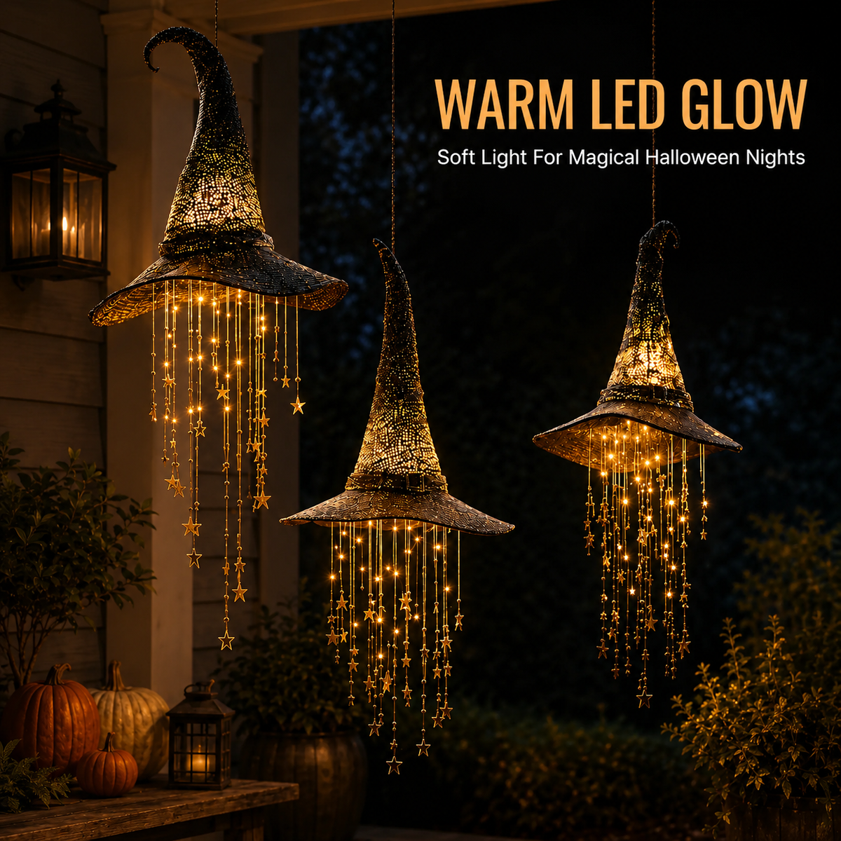 🎃 Lighted Witch Hat Hanging Chime🧙‍♀️