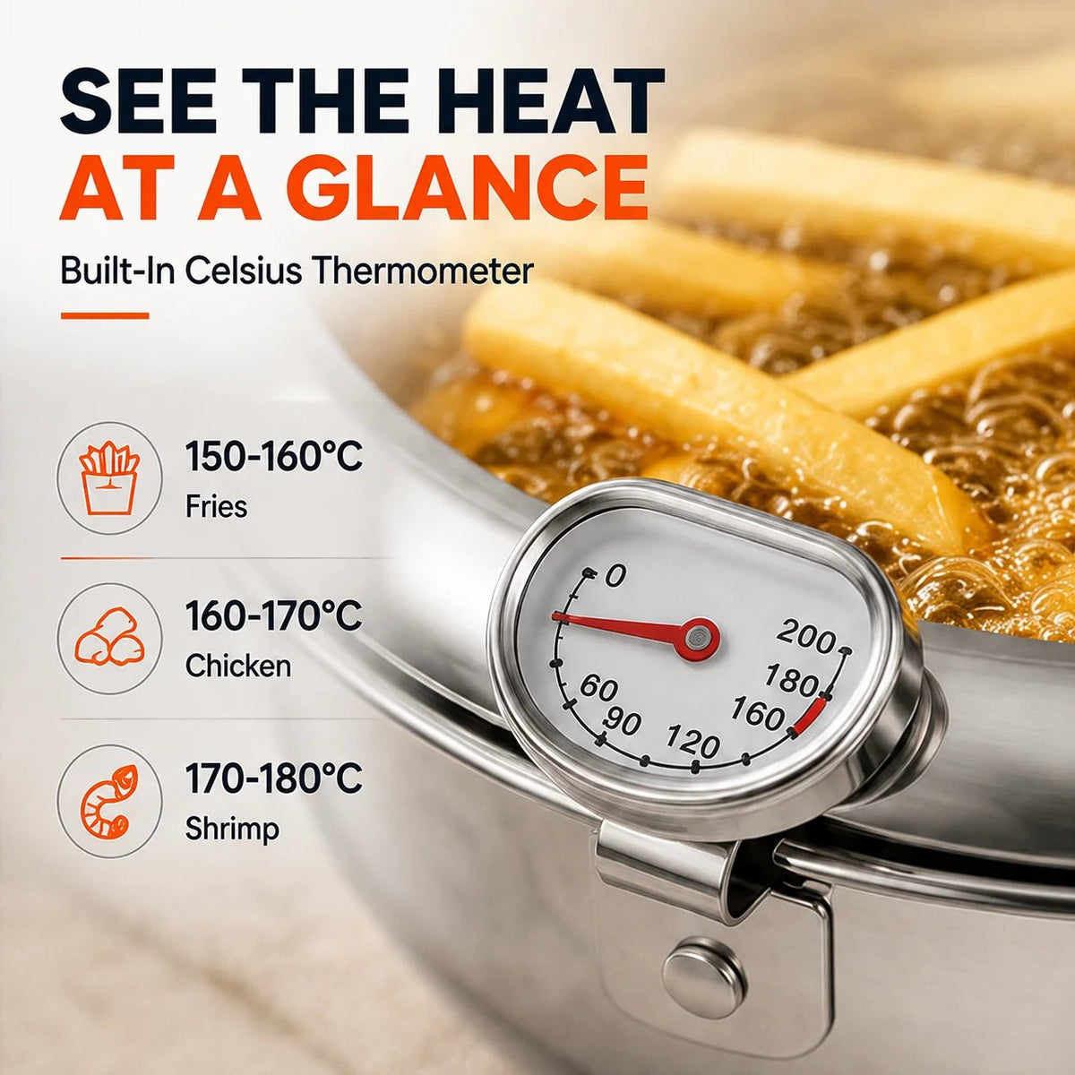 🍟 Fry Crispy Food at Home – Stovetop Deep Fryer Pot with Thermometer & Drain Rack