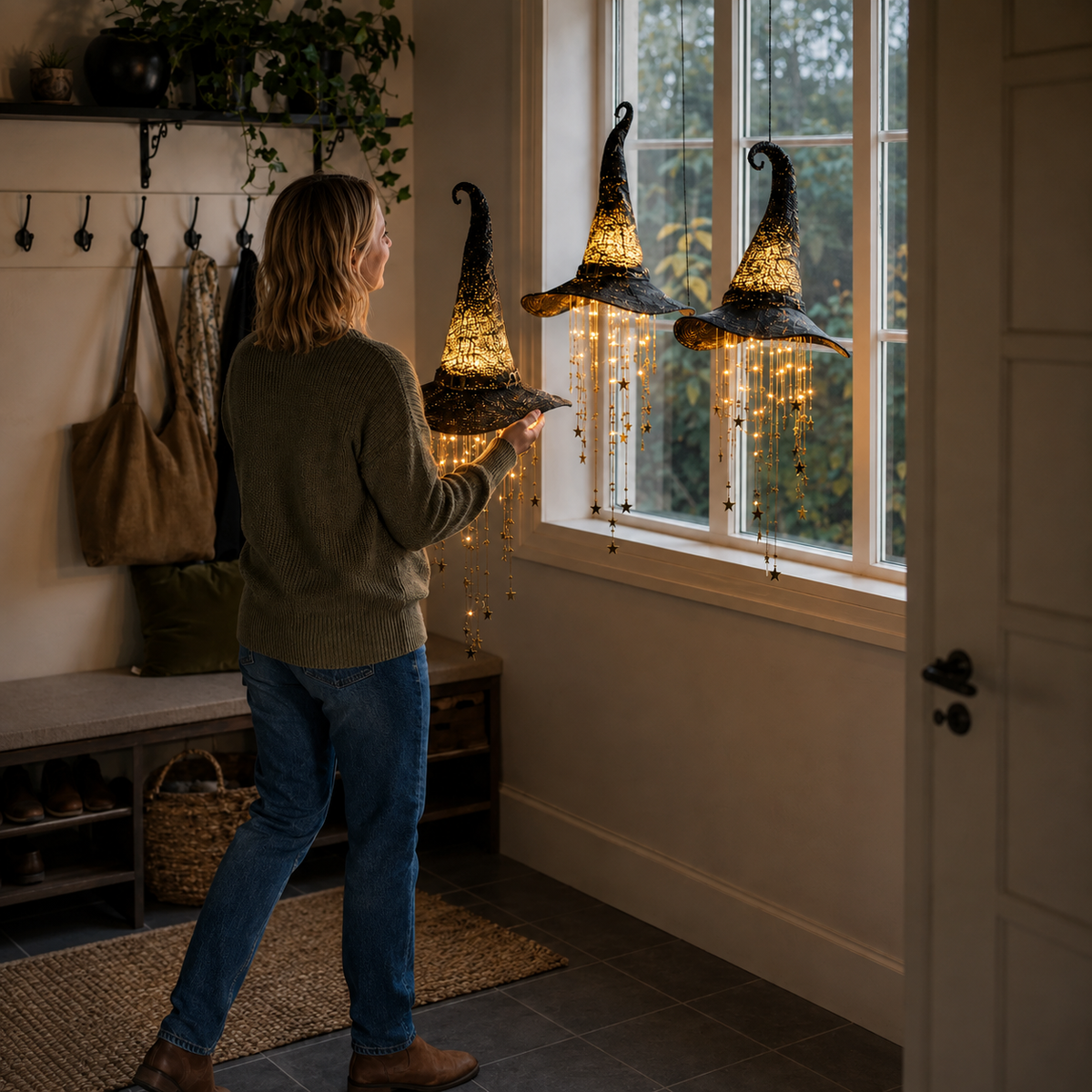🎃 Lighted Witch Hat Hanging Chime🧙‍♀️