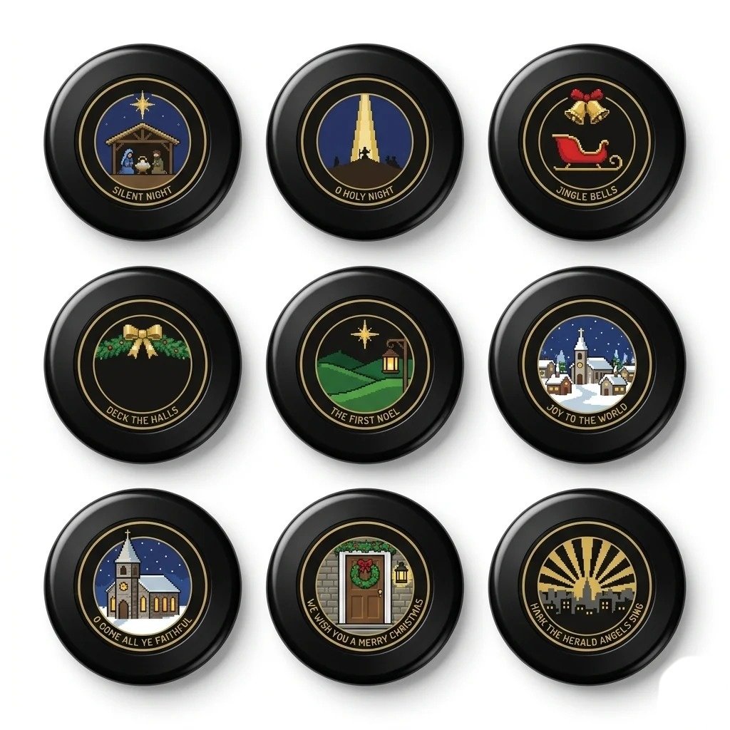 Christmas Collectible Vinyl‐Style Magnetic Music Player Set
