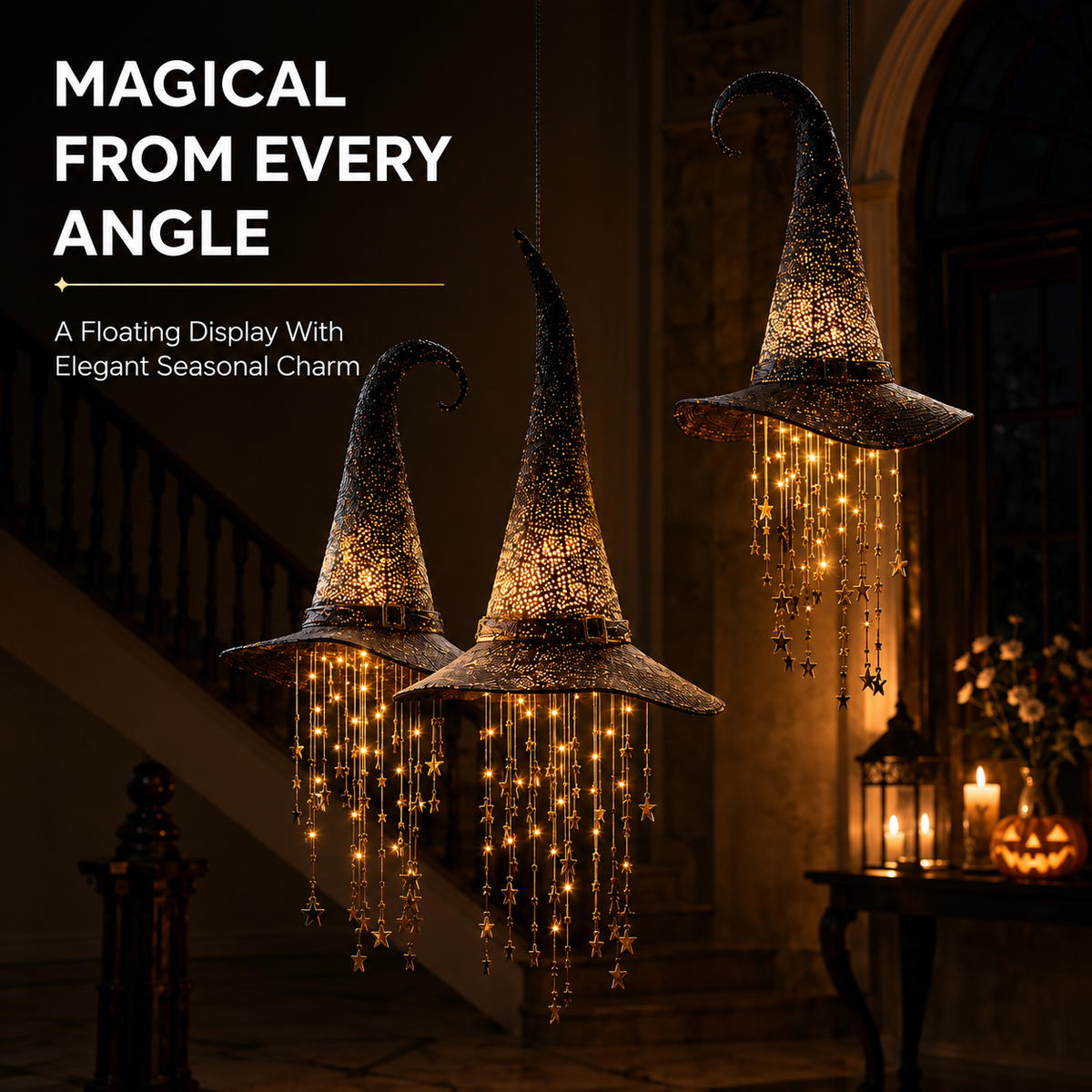 🎃 Lighted Witch Hat Hanging Chime🧙‍♀️