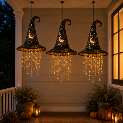 🎃 Lighted Witch Hat Hanging Chime🧙‍♀️