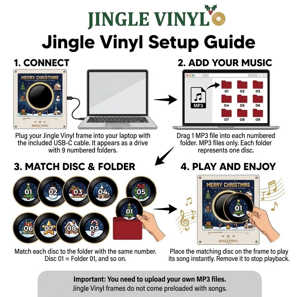 Christmas Collectible Vinyl‐Style Magnetic Music Player Set