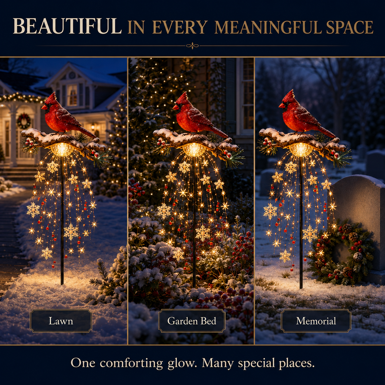 🌲✨ Cardinal Memory Fountain ✨– Lighted Christmas Remembrance Garden Decor❄️