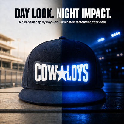 Light-Up Game Day Fan Cap – Glow Logo Flat-Brim Hat
