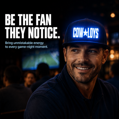 Light-Up Game Day Fan Cap – Glow Logo Flat-Brim Hat