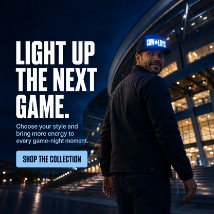 Light-Up Game Day Fan Cap – Glow Logo Flat-Brim Hat