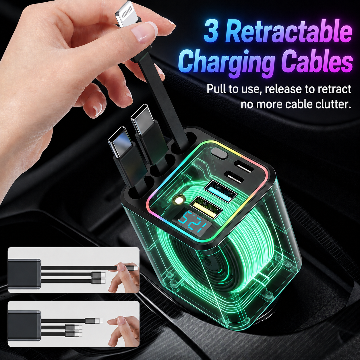 ⚡ The Car Charger That Charges 7 Devices & Lights Up Your Ride — Starry Ambient Light + 120W Fast Charging