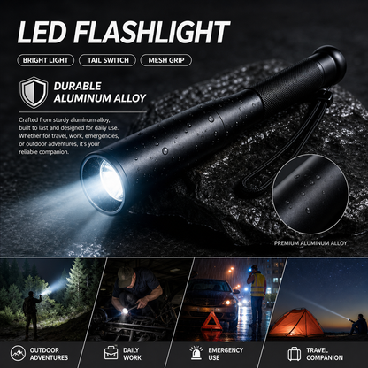 Aluminum Alloy Flashlight – 3 Modes Durable Portable Torch