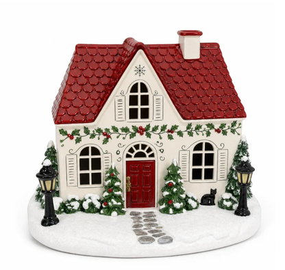 ✨🎄Christmas House Essential Oil Diffuser – 🏘️Glowing Holiday Decor with Chimney Mist🌿