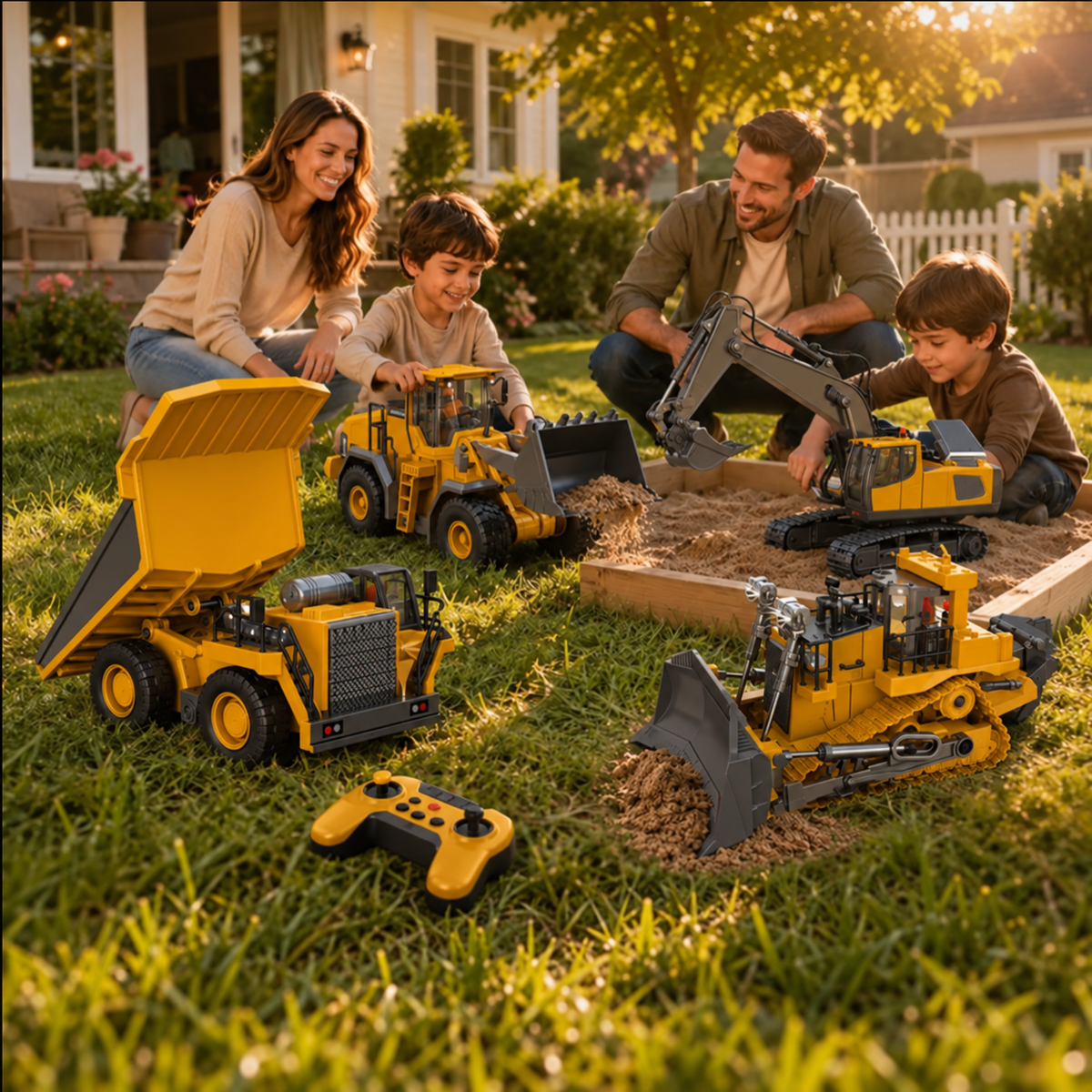 🔥 50% OFF 🎁4-Vehicle RC Construction Set🚜 Built For Little Builders