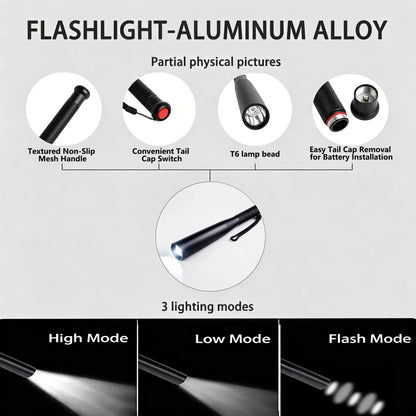 Aluminum Alloy Flashlight – 3 Modes Durable Portable Torch