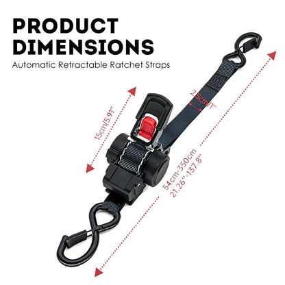 🥳2026 HOT SALE🥳💞50K+ SOLD! 🔒🚚 50% OFF! Automatic Retractable Ratchet Tie-Down Strap – auto-retract, ratchet tensioning, double hooks. 640kg max load, polyester webbing. Secure cargo easily! 🛡️💪